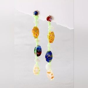 NWT, Free People × Ariana Ost, Voyage Dangle Earrings, Neon Light Green- NEW-$48